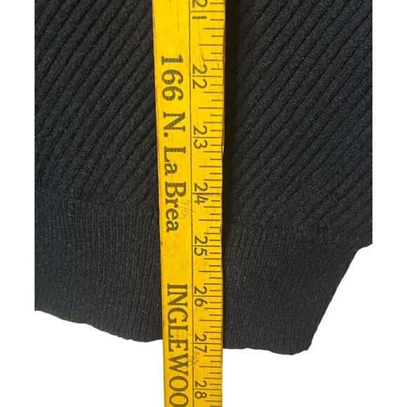 Devotion By Cyrus Women's Black Sweater L -Dolman Sleeves  V-neck Ribbed Goth - Picture 8 of 16